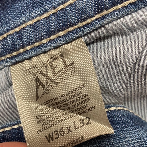 EXC! T.K. Axel Hartford, Conn Slim Boot Jeans Sz 36 x 32 Faux Flap Thick Stitch - Picture 11 of 14